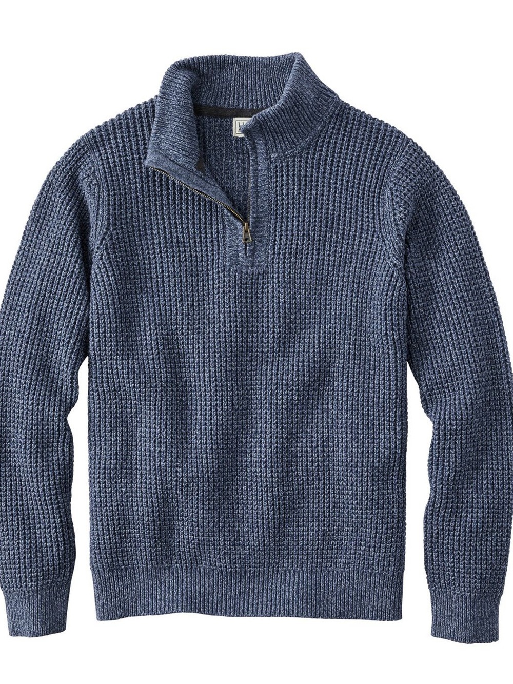 NWT Sz Tall M Men’s Organic Cotton Waffle Quarter Zip Sweater in vintage indigo